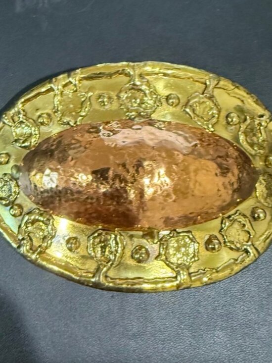 Vintage Artisinal Brutalist Brass and Copper Belt Buckle main image 5